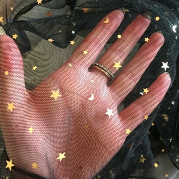 Gold Star and Moon Sheer Mesh Beach Cover Up - Picture 7 of 8